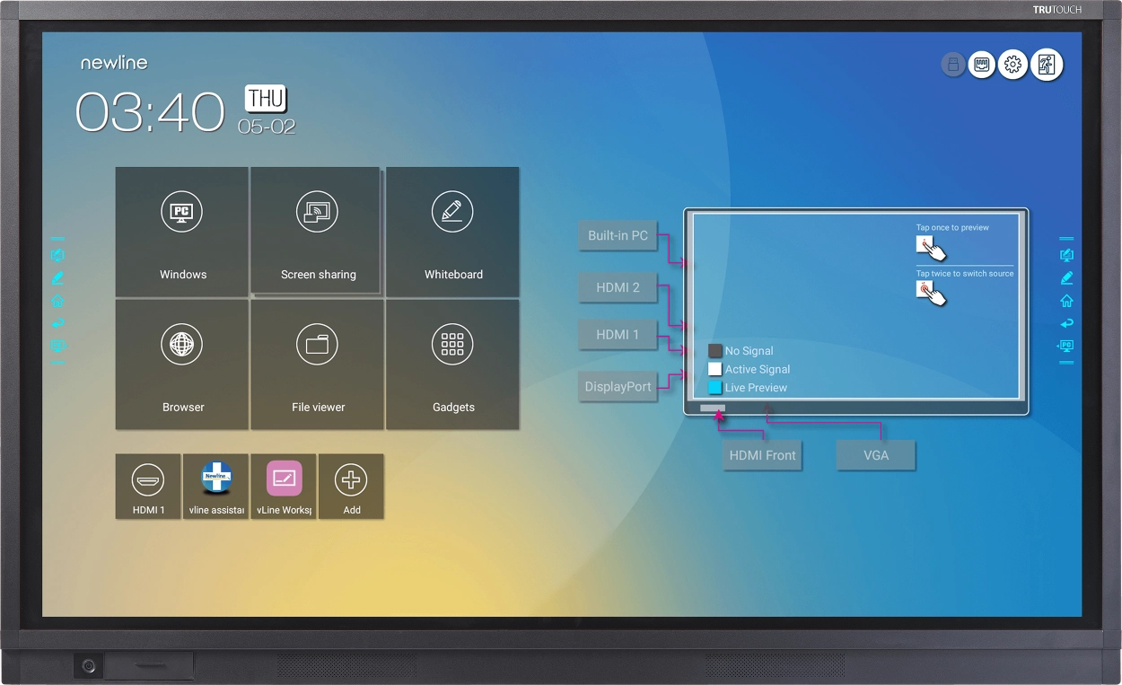New Line RS+ 65-inch Interactive Monitor - Dual Operating Systems: Android and Windows