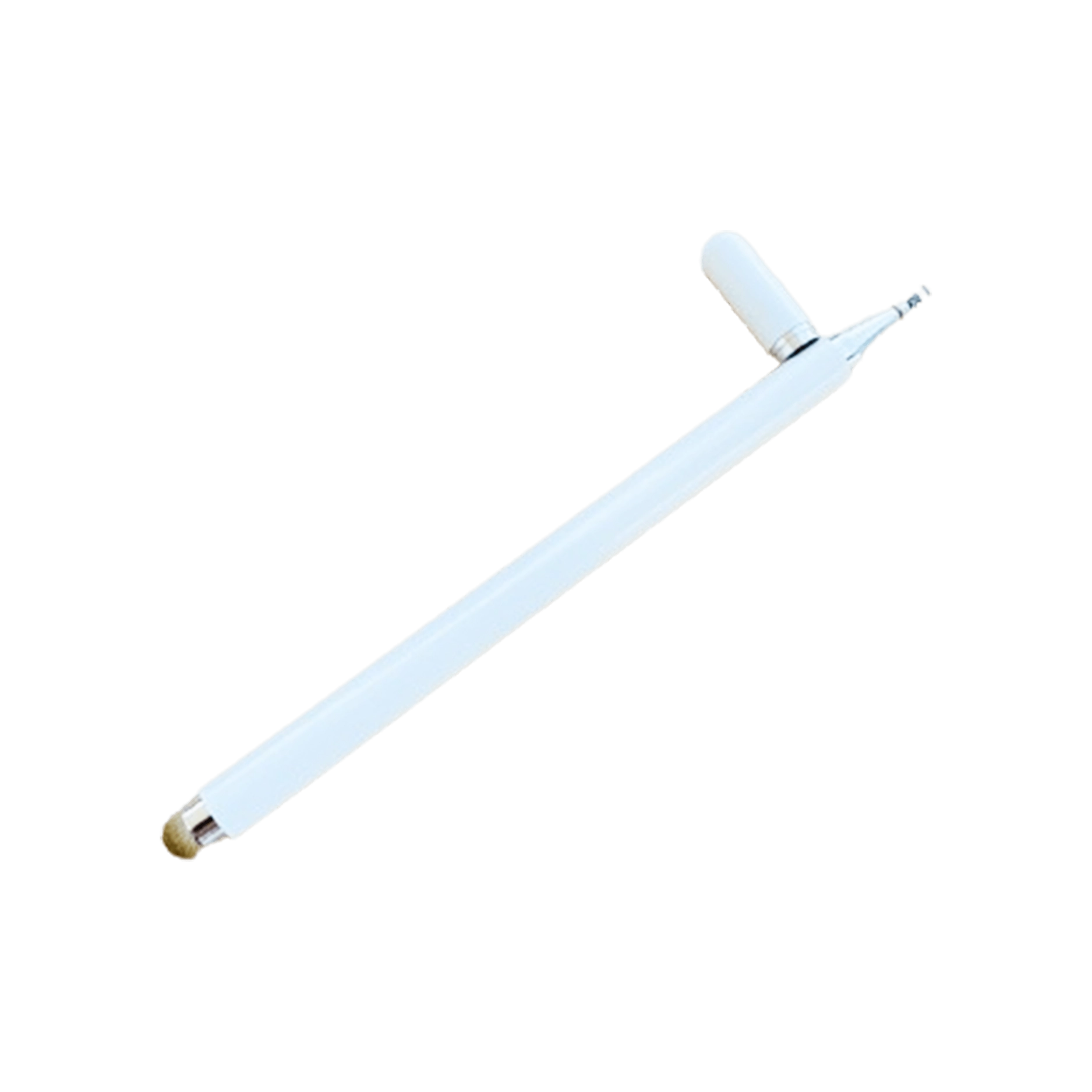 قلم تاتش للموبايل واللايباد معدني دائري أبيض اللون ب 2 رأس مطاطي ودائري WAN - MP2